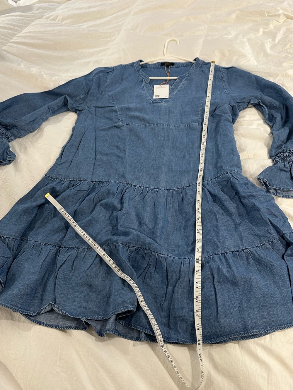 Quince Chambray Tiered Babydoll Dress - Picture 7 of 9